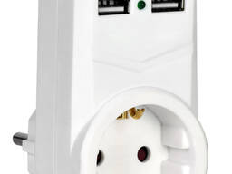 Адаптер Т-01/01 1 место 2P PE 16А 2хUSB 2,1A белый IEK