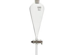 Ajratish voronkasi, konussimon, PTFE kranli va plastik tiqin, 250 ml