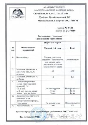 Калий Хлорид Экспорт