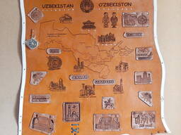 Карта Узбекистана из кожи .