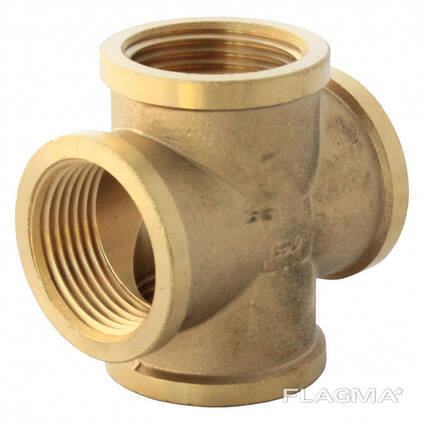 Латунный крест D1= 1/2"; 3/4"; 15. .. , D2= 15-50 мм, Вид: двухплоскостная