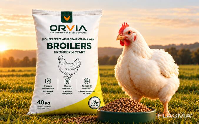ORVIA broylerlar uchun omuxta yem — Qozog‘istondagi ishlab chiqaruvchidan ulgurji savdoda