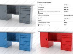 Верстак слесарный двухтумбовый с дверцей, с 5 ящиками Ferrum